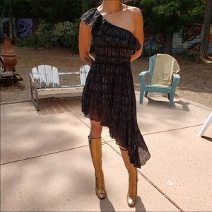 LoveShackFancy Pamela One Shoulder Silk Dress